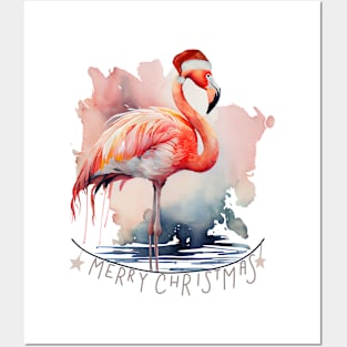 Flamingo Christmas Posters and Art